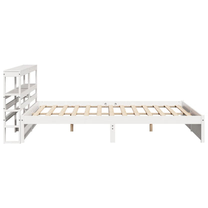 Bed Frame with Headboard without Mattress White 200x200 cm