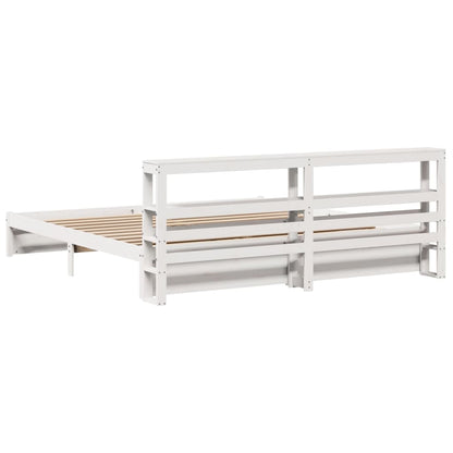 Bed Frame with Headboard without Mattress White 200x200 cm