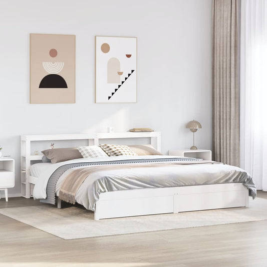 Bed Frame with Headboard without Mattress White 200x200 cm