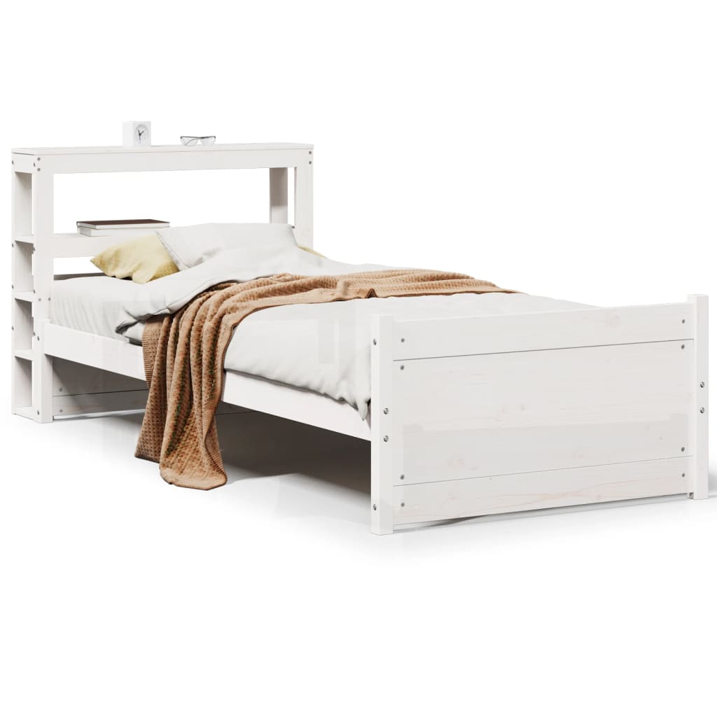 Bed Frame with Headboard without Mattress White 75x190 cm Small Single