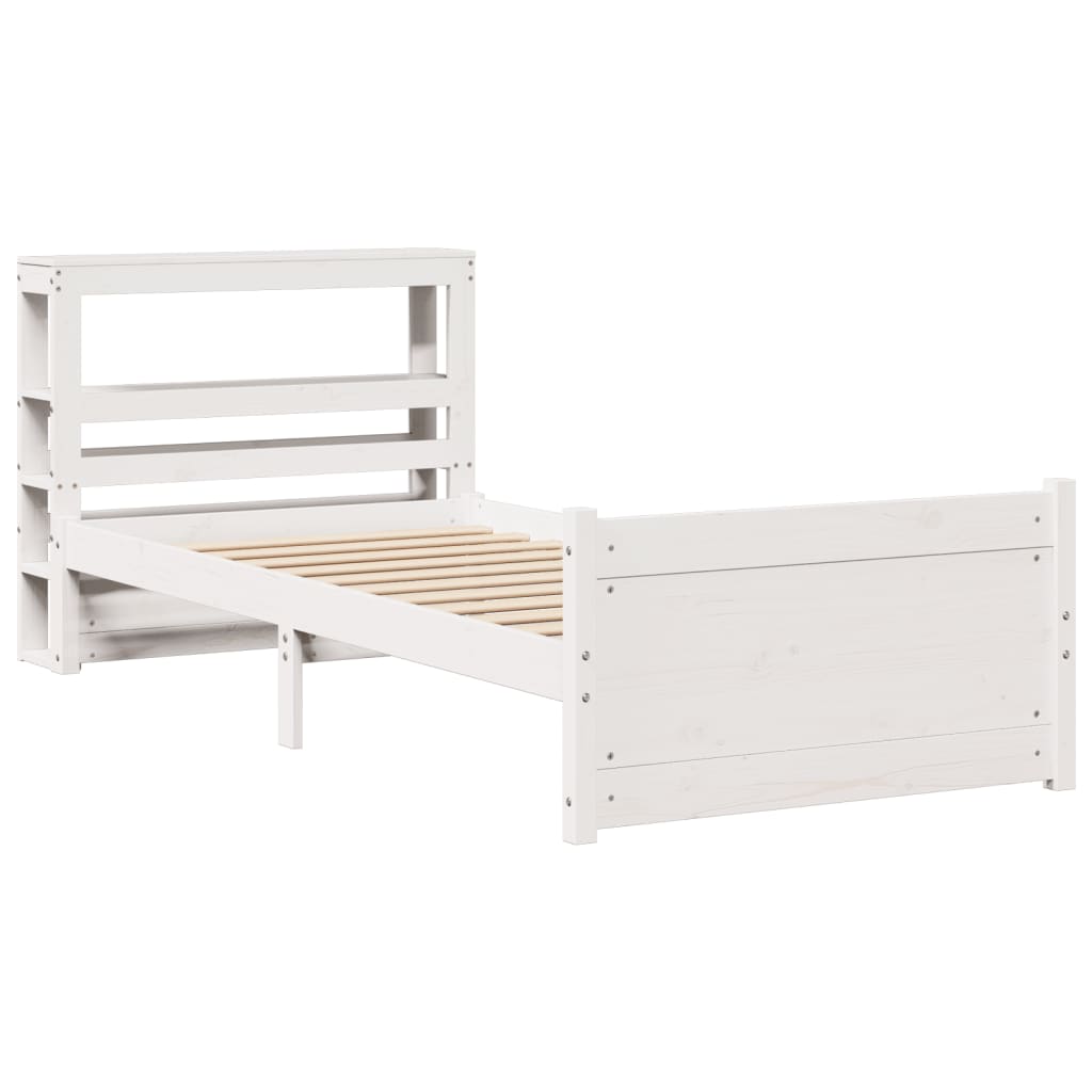 Bed Frame with Headboard without Mattress White 75x190 cm Small Single