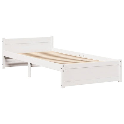 Bed Frame with Headboard without Mattress White 75x190 cm Small Single