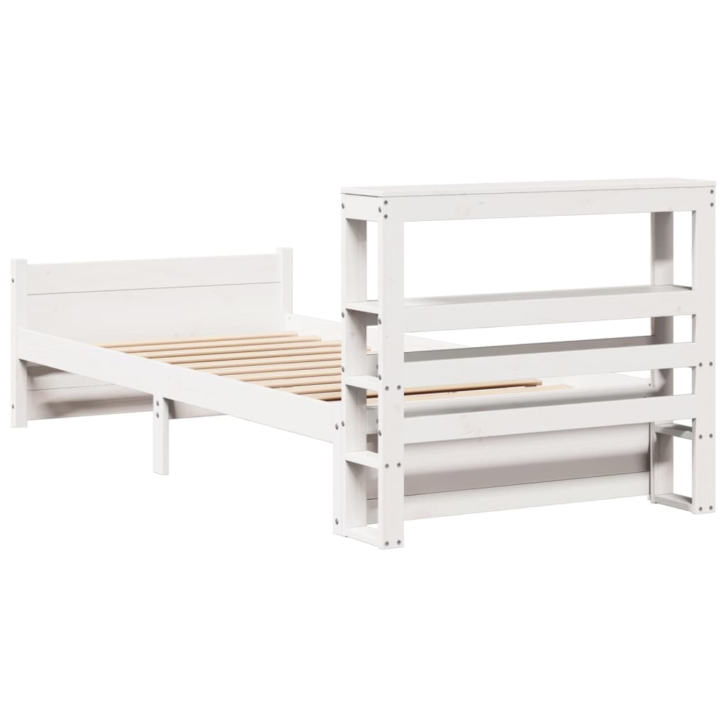 Bed Frame with Headboard without Mattress White 75x190 cm Small Single