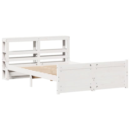 Bed Frame with Headboard without Mattress White 140x190 cm