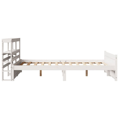 Bed Frame with Headboard without Mattress White 140x190 cm