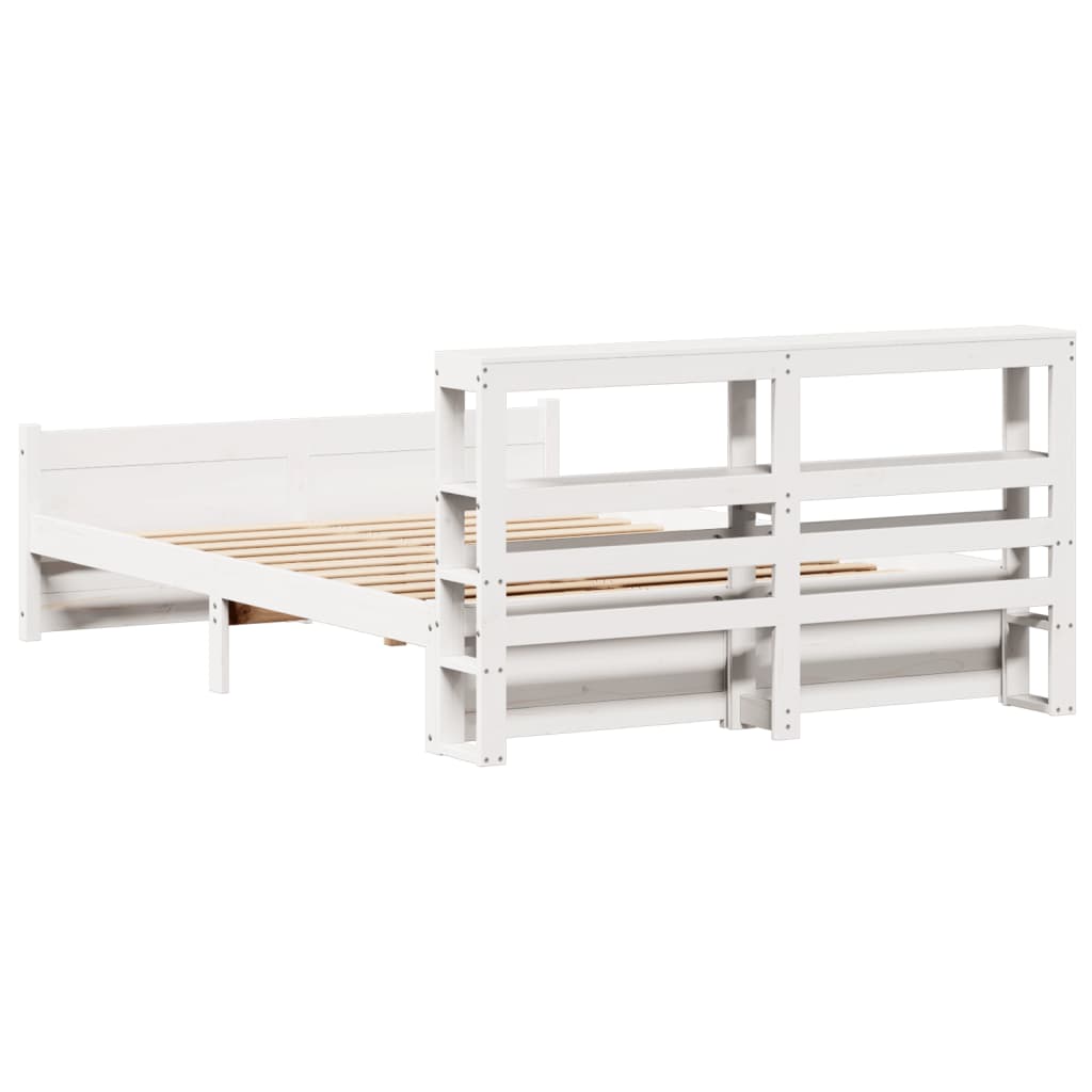 Bed Frame with Headboard without Mattress White 140x190 cm