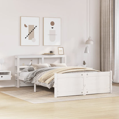 Bed Frame with Headboard without Mattress White 140x190 cm