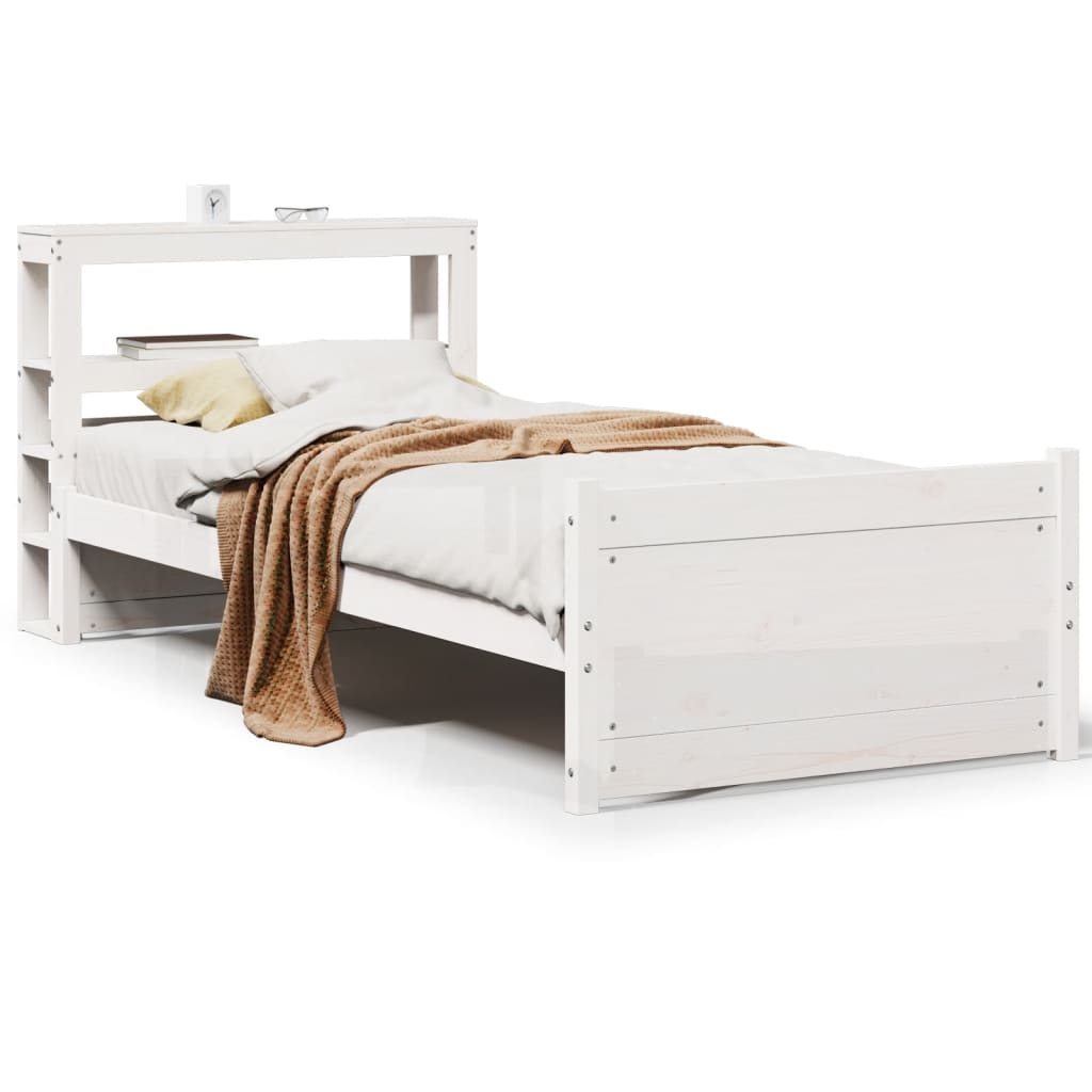 Bed Frame with Headboard without Mattress White 90x200 cm