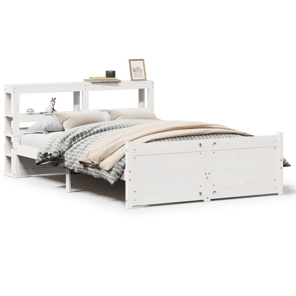 Bed Frame with Headboard without Mattress White 140x200 cm