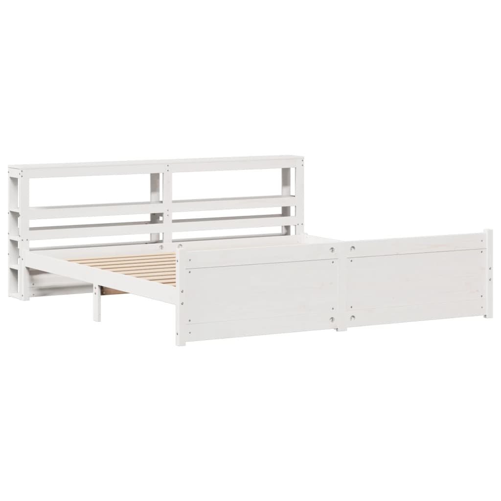 Bed Frame with Headboard without Mattress White 200x200 cm