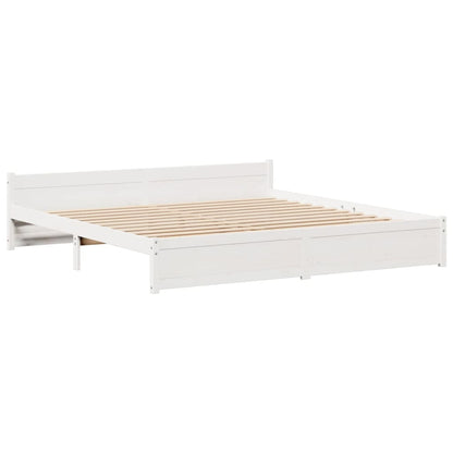 Bed Frame with Headboard without Mattress White 200x200 cm