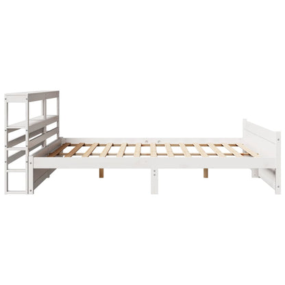 Bed Frame with Headboard without Mattress White 200x200 cm