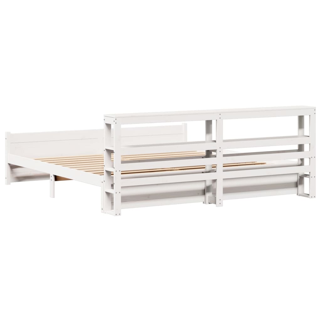 Bed Frame with Headboard without Mattress White 200x200 cm