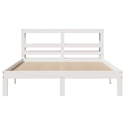 Bed Frame with Headboard White 150x200 cm King Size Solid Wood Pine