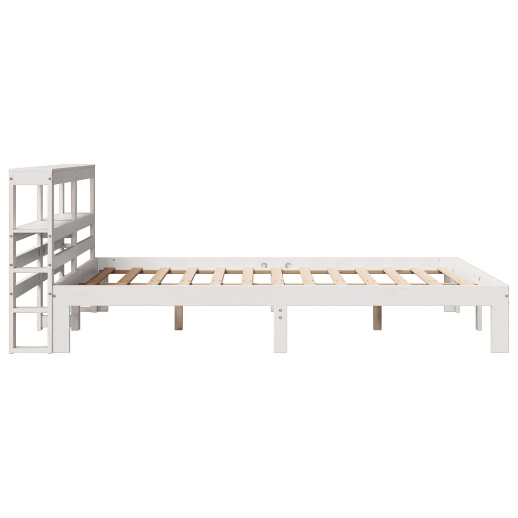 Bed Frame with Headboard White 150x200 cm King Size Solid Wood Pine