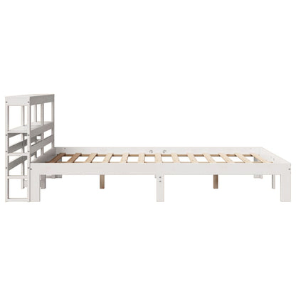 Bed Frame with Headboard White 150x200 cm King Size Solid Wood Pine