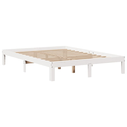 Bed Frame with Headboard White 150x200 cm King Size Solid Wood Pine