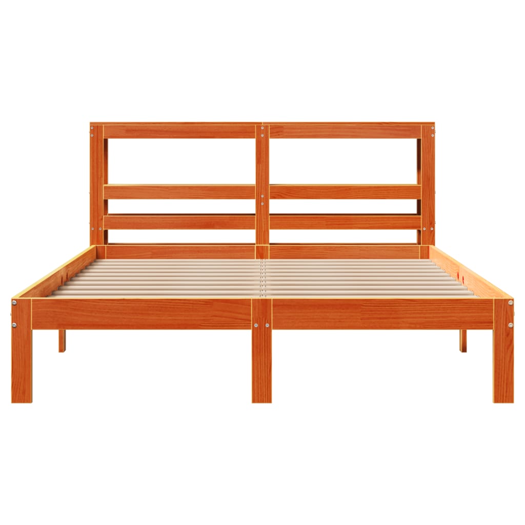 Bed Frame without Mattress Wax Brown 120x190 cm Small Double Solid Wood Pine