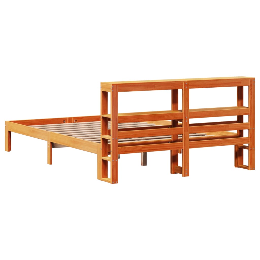 Bed Frame without Mattress Wax Brown 120x190 cm Small Double Solid Wood Pine