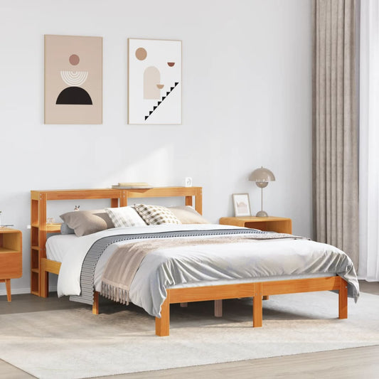 Bed Frame without Mattress Wax Brown 120x190 cm Small Double Solid Wood Pine