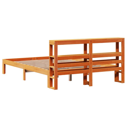 Bed Frame with Headboard Wax Brown 120x200 cm Solid Wood Pine