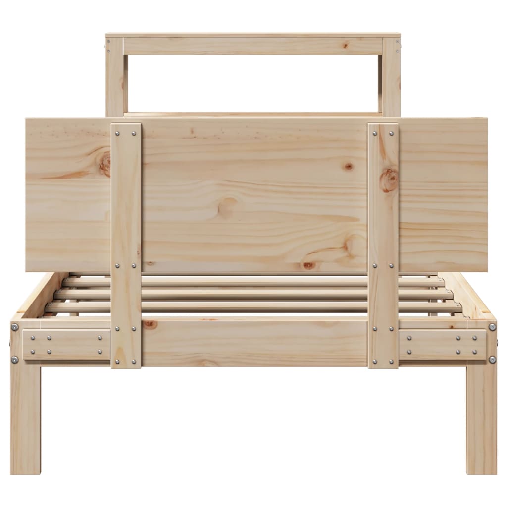 Bed Frame with Headboard without Mattress 75x190 cm Small Single