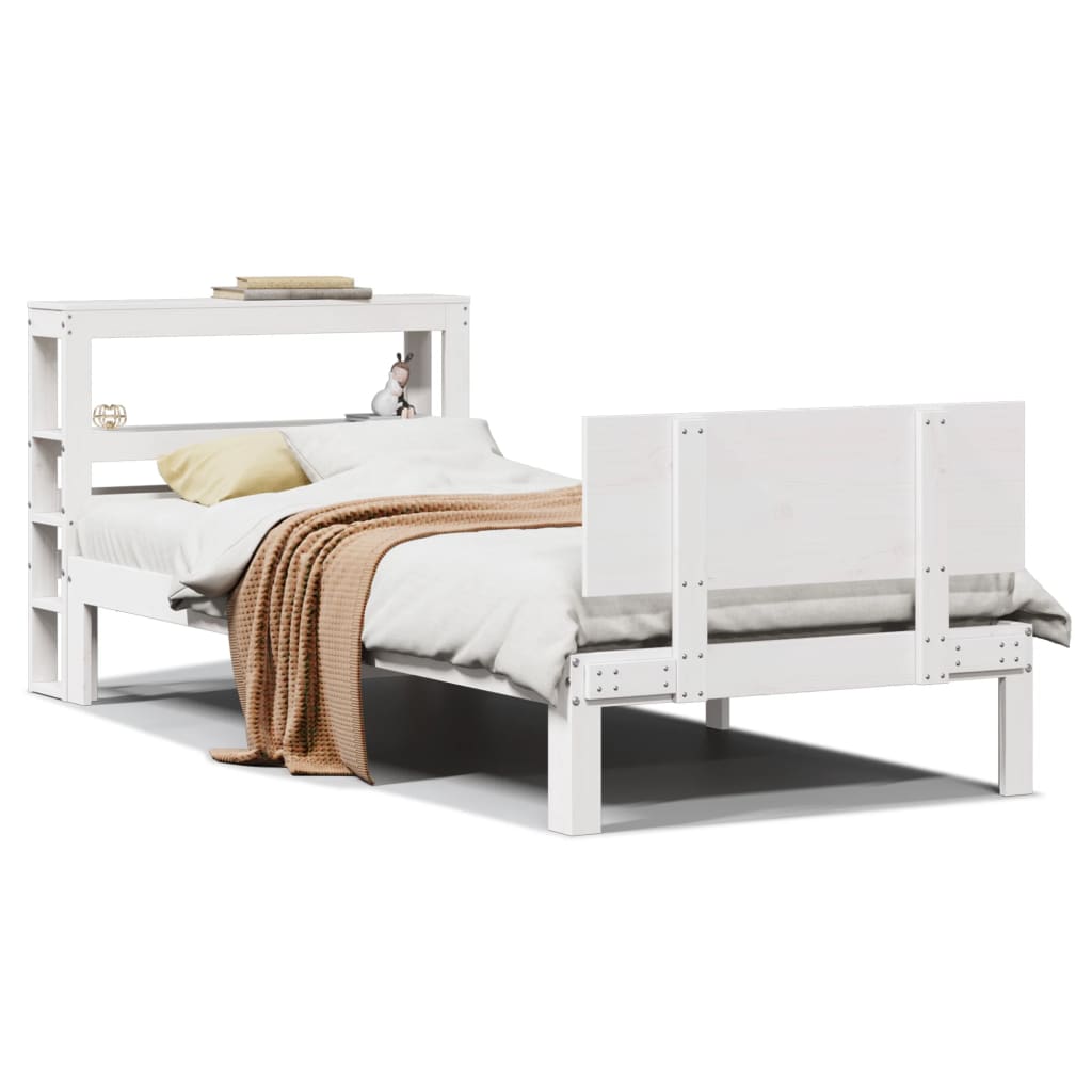 Bed Frame with Headboard without Mattress White 75x190 cm Small Single