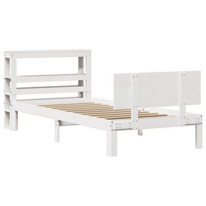 Bed Frame with Headboard without Mattress White 75x190 cm Small Single