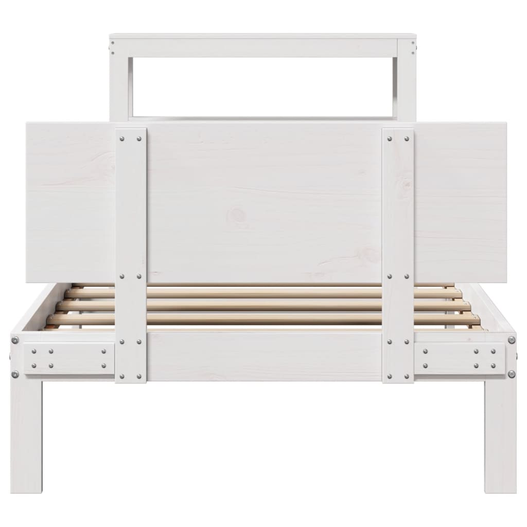 Bed Frame with Headboard without Mattress White 75x190 cm Small Single