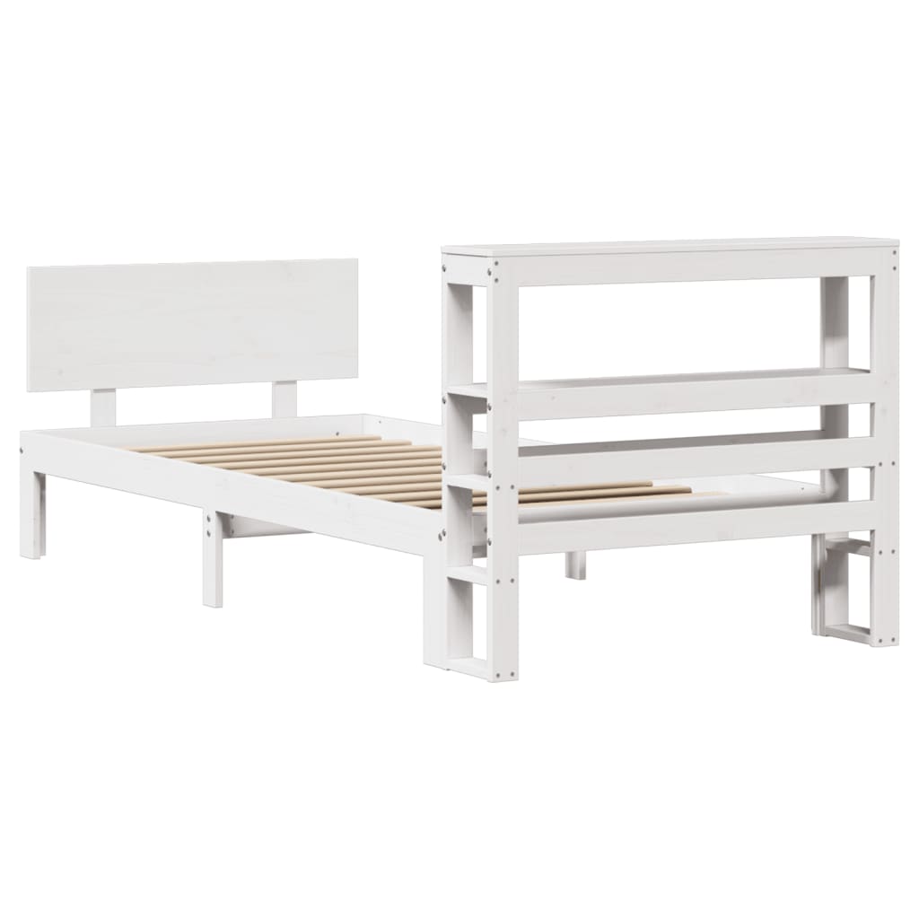 Bed Frame with Headboard without Mattress White 75x190 cm Small Single