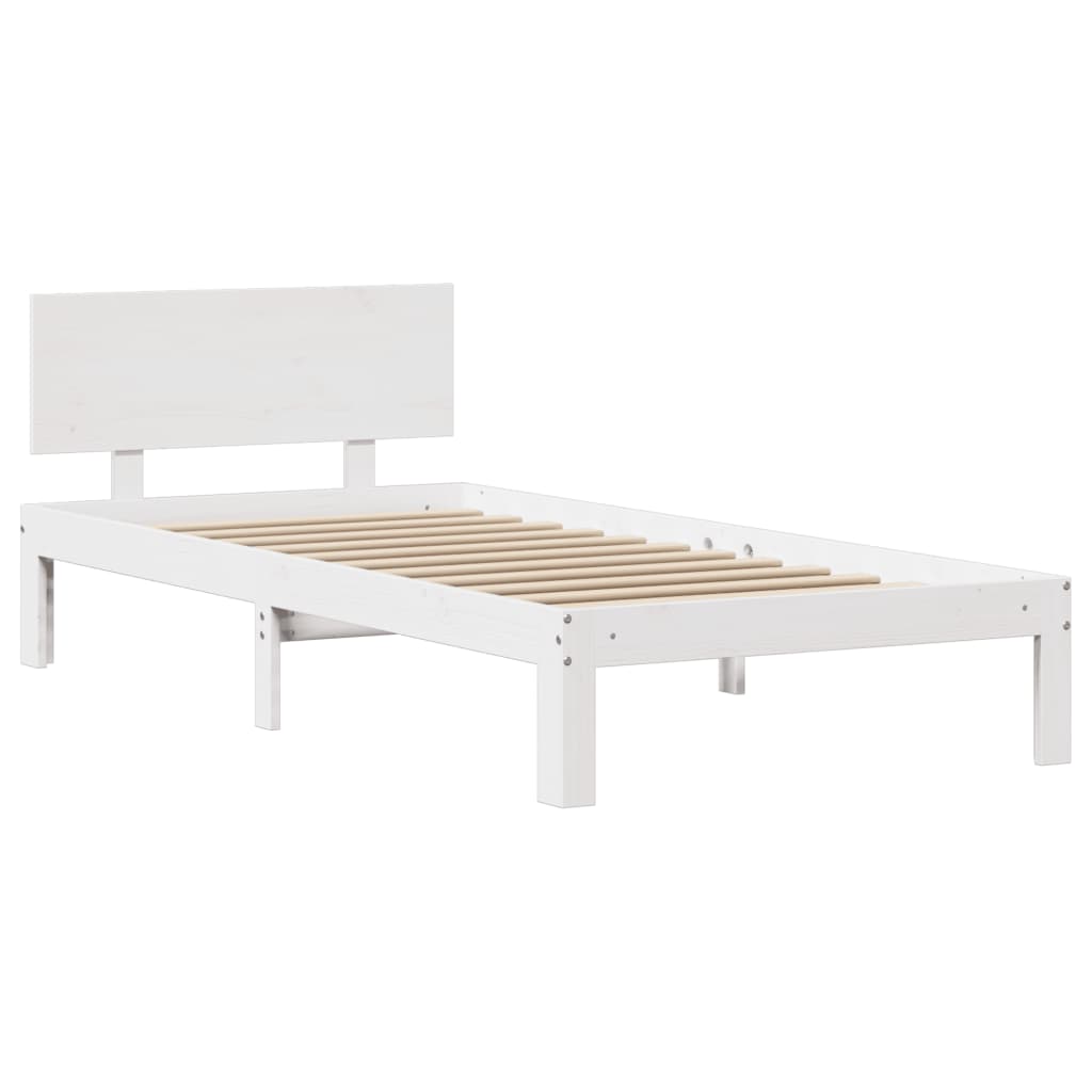 Bed Frame with Headboard without Mattress White 75x190 cm Small Single