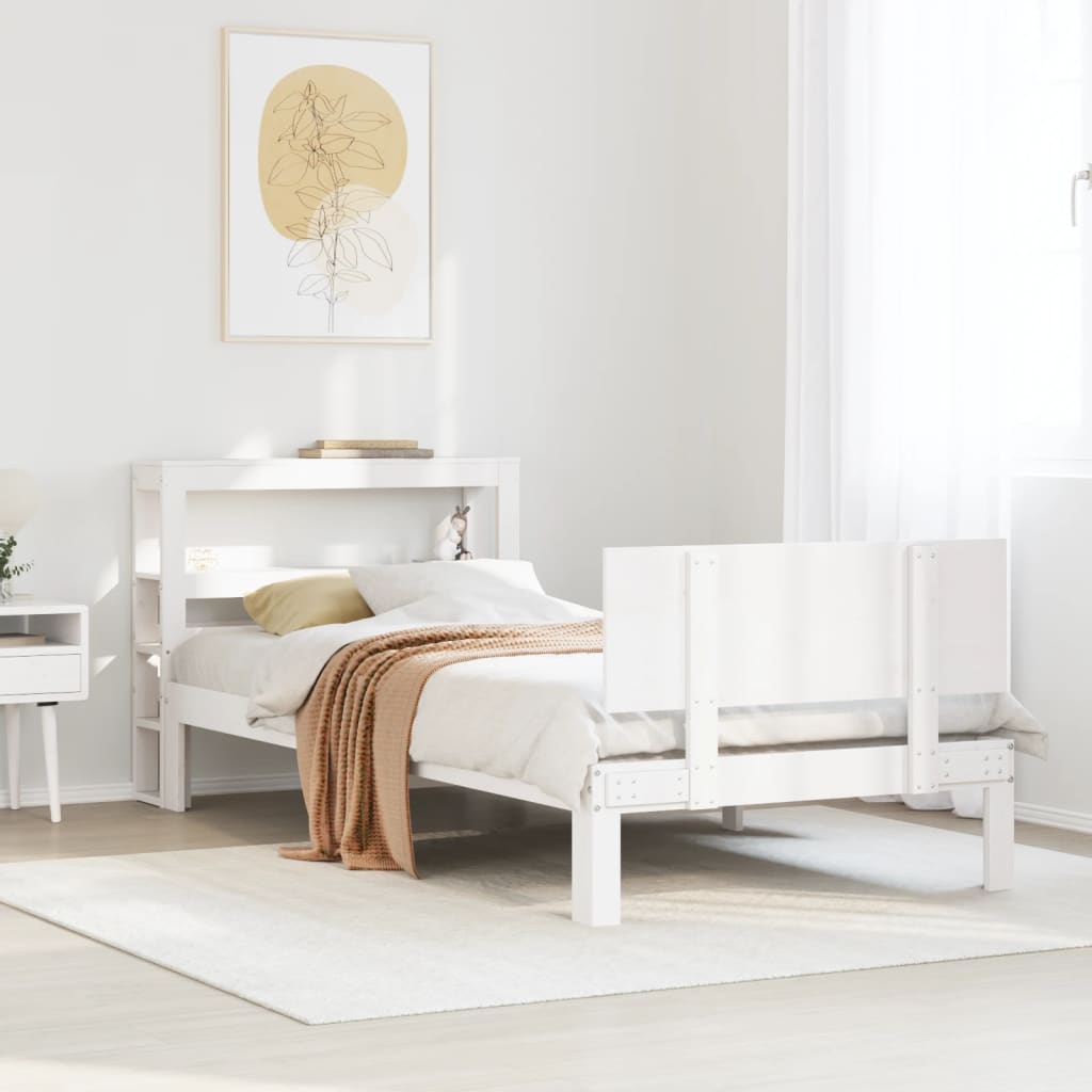 Bed Frame with Headboard without Mattress White 75x190 cm Small Single