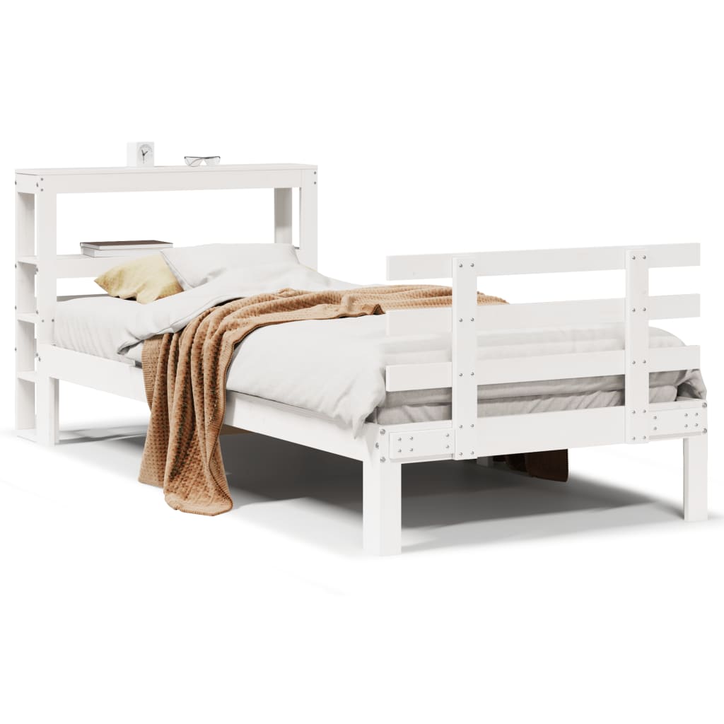 Bed Frame with Headboard without Mattress White 75x190 cm Small Single