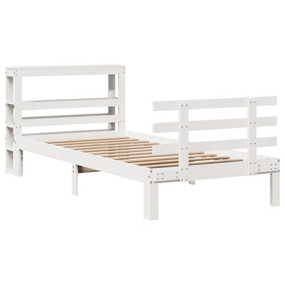 Bed Frame with Headboard without Mattress White 75x190 cm Small Single