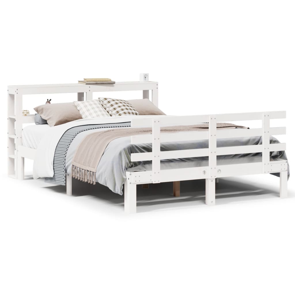 Bed Frame with Headboard without Mattress White 135x190 cm Double