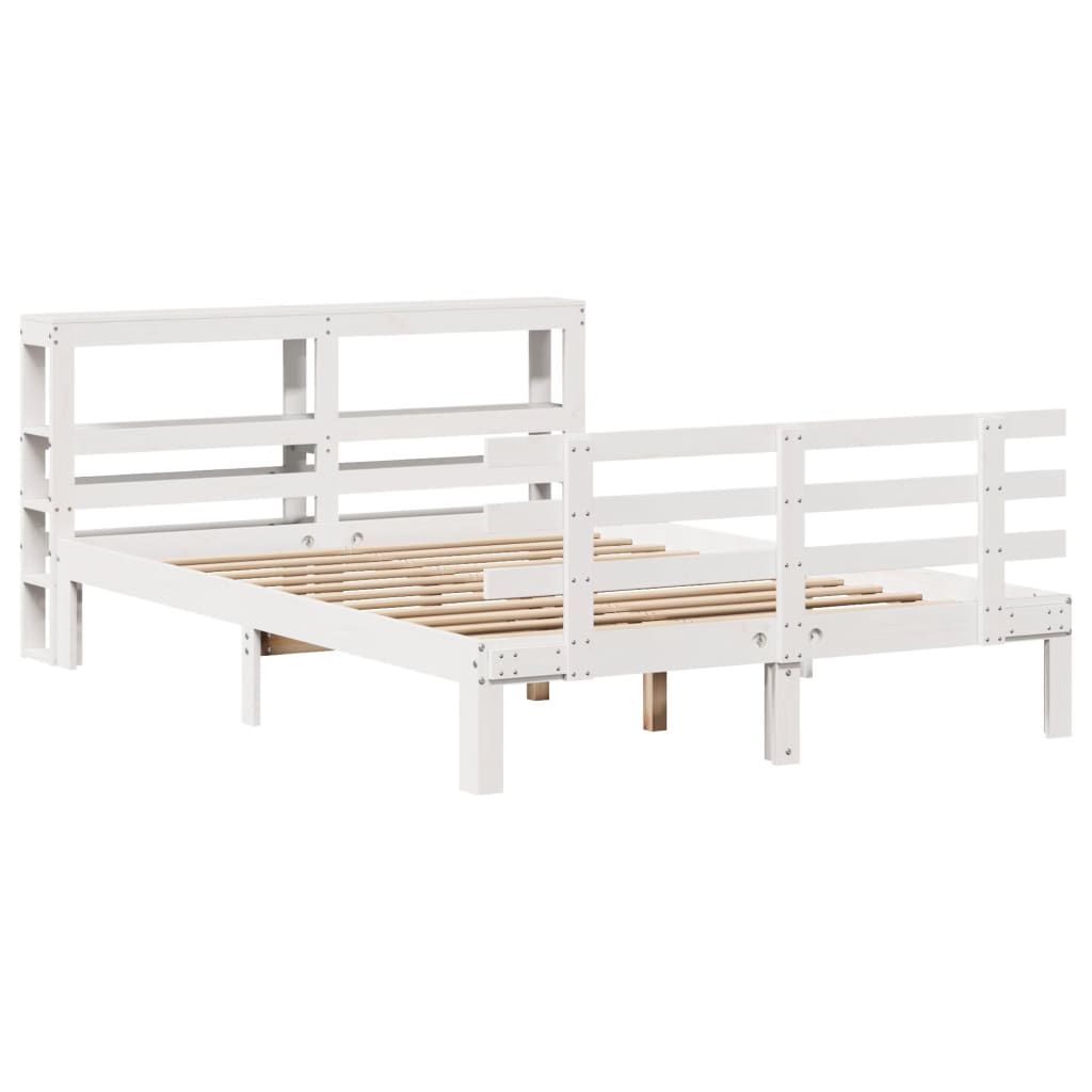 Bed Frame with Headboard without Mattress White 135x190 cm Double