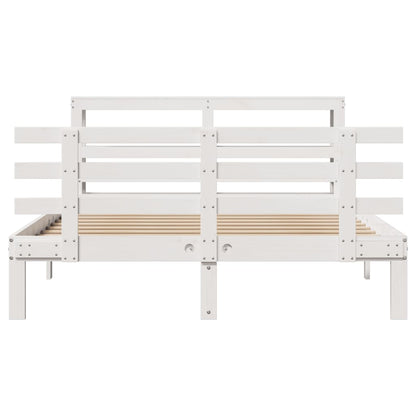 Bed Frame with Headboard without Mattress White 140x190 cm