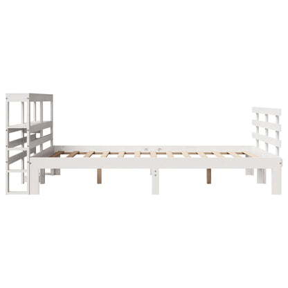 Bed Frame with Headboard without Mattress White 140x190 cm