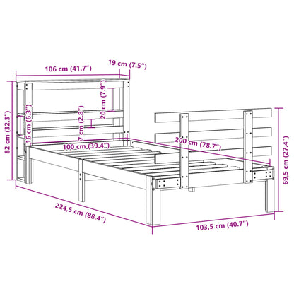 Bed Frame with Headboard without Mattress 100x200 cm