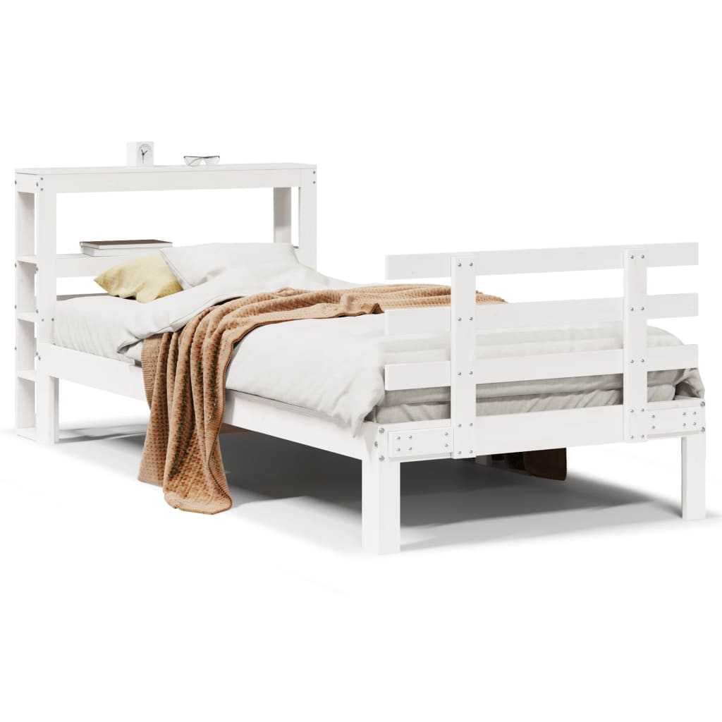 Bed Frame with Headboard without Mattress White 100x200 cm