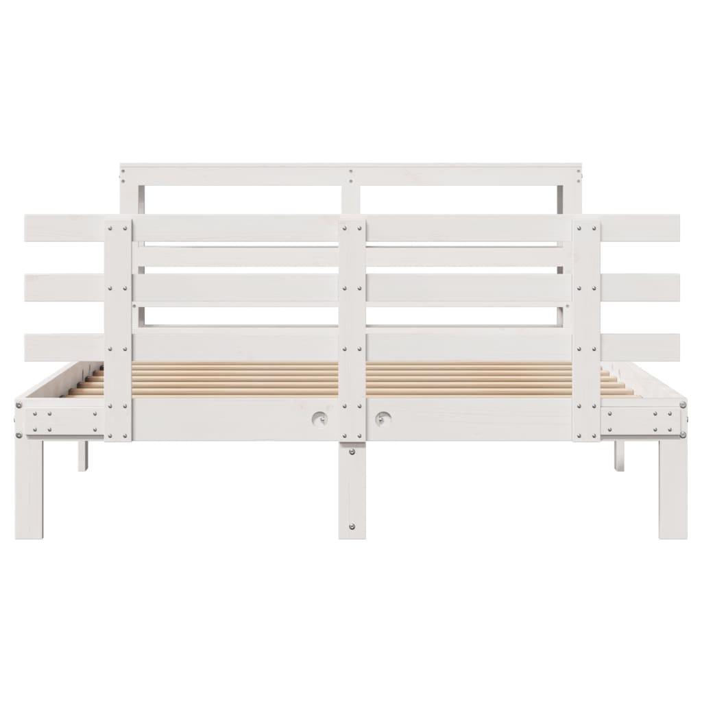 Bed Frame with Headboard without Mattress White 140x200 cm