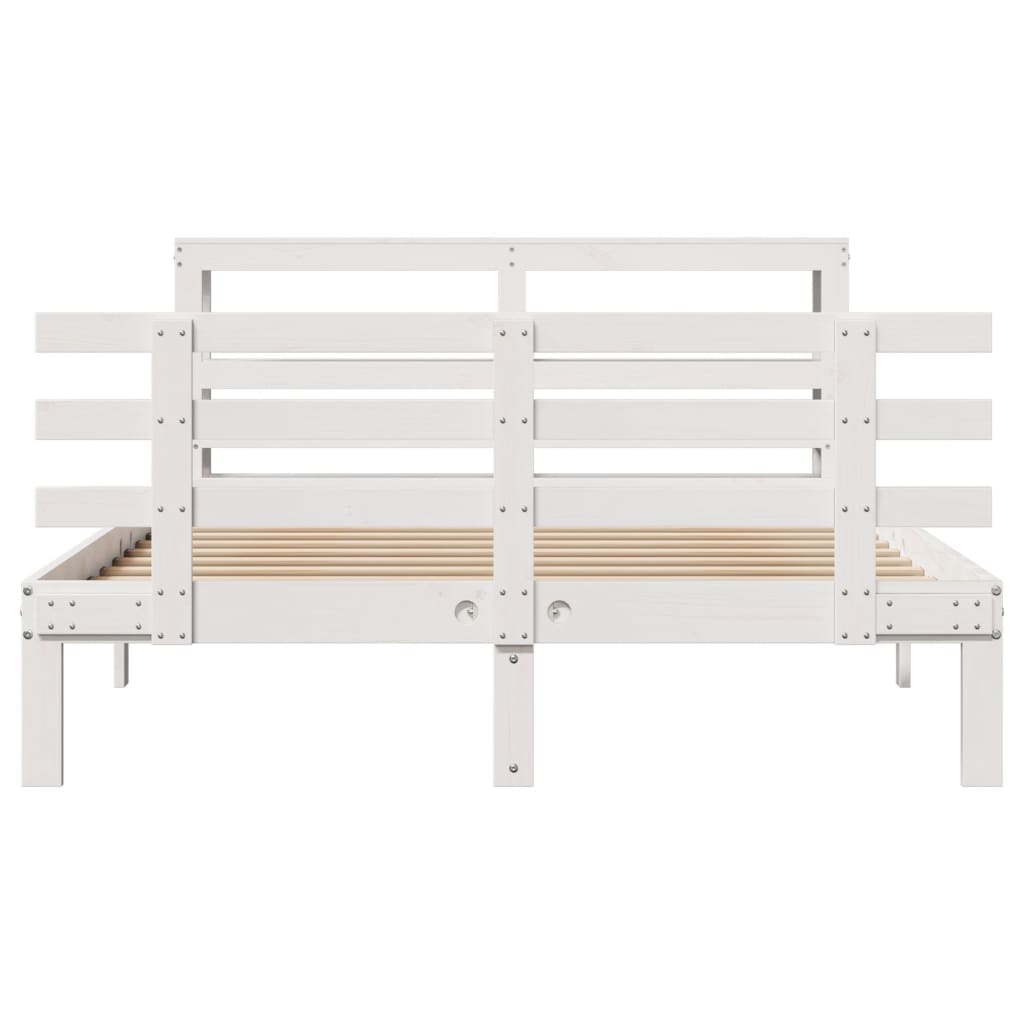 Bed Frame with Headboard without Mattress White 160x200 cm