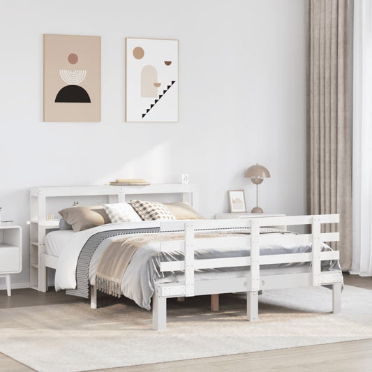 Bed Frame with Headboard without Mattress White 160x200 cm