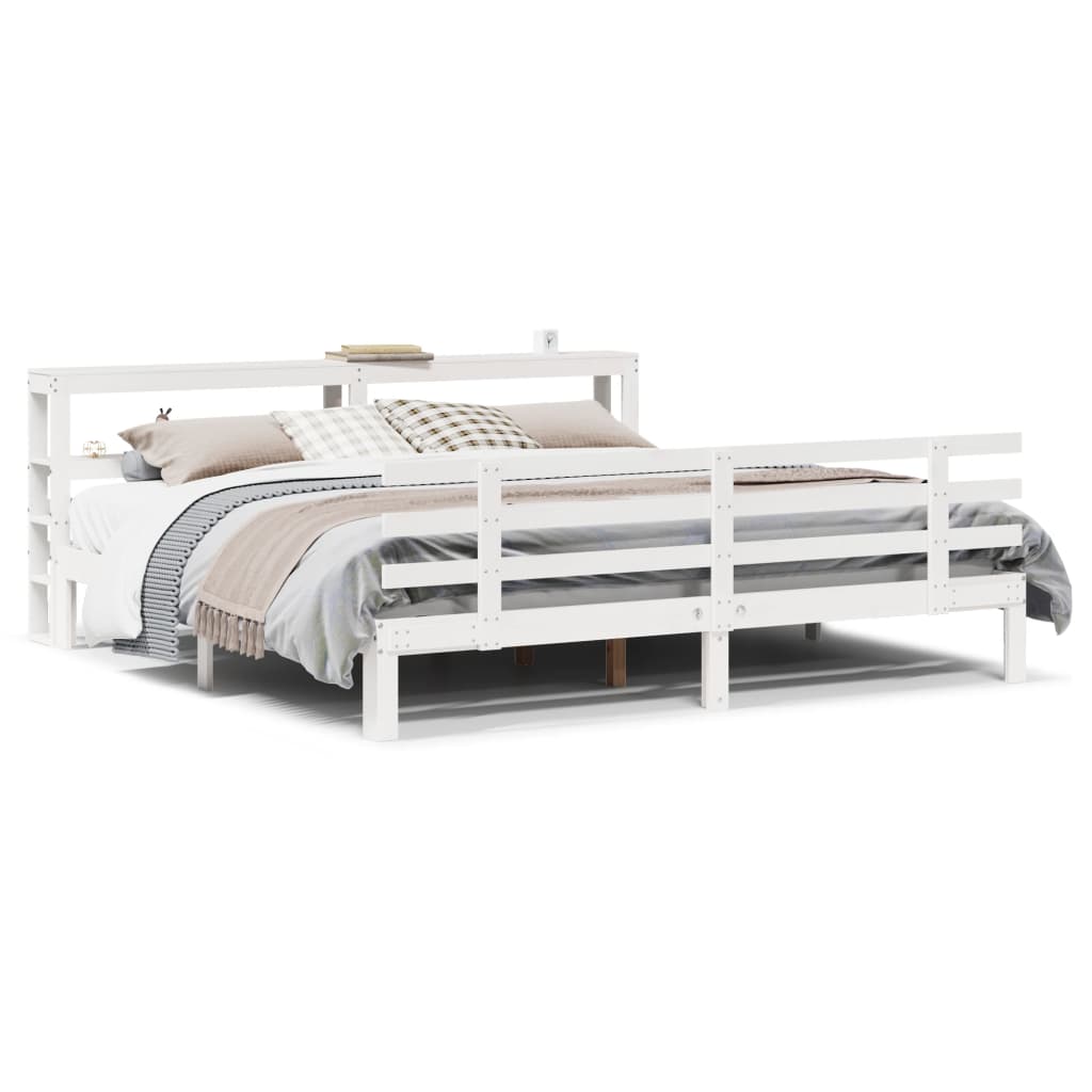 Bed Frame with Headboard without Mattress White 180x200 cm Super King