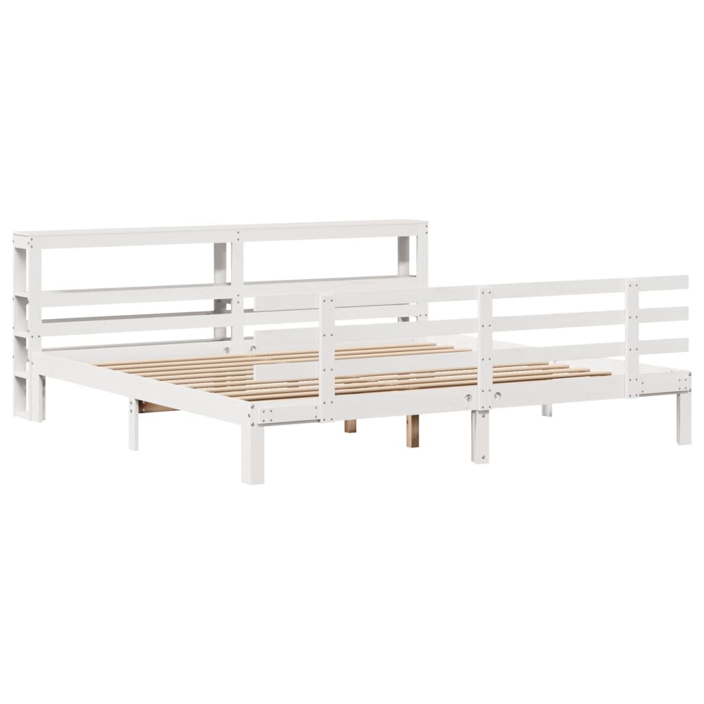 Bed Frame with Headboard without Mattress White 180x200 cm Super King