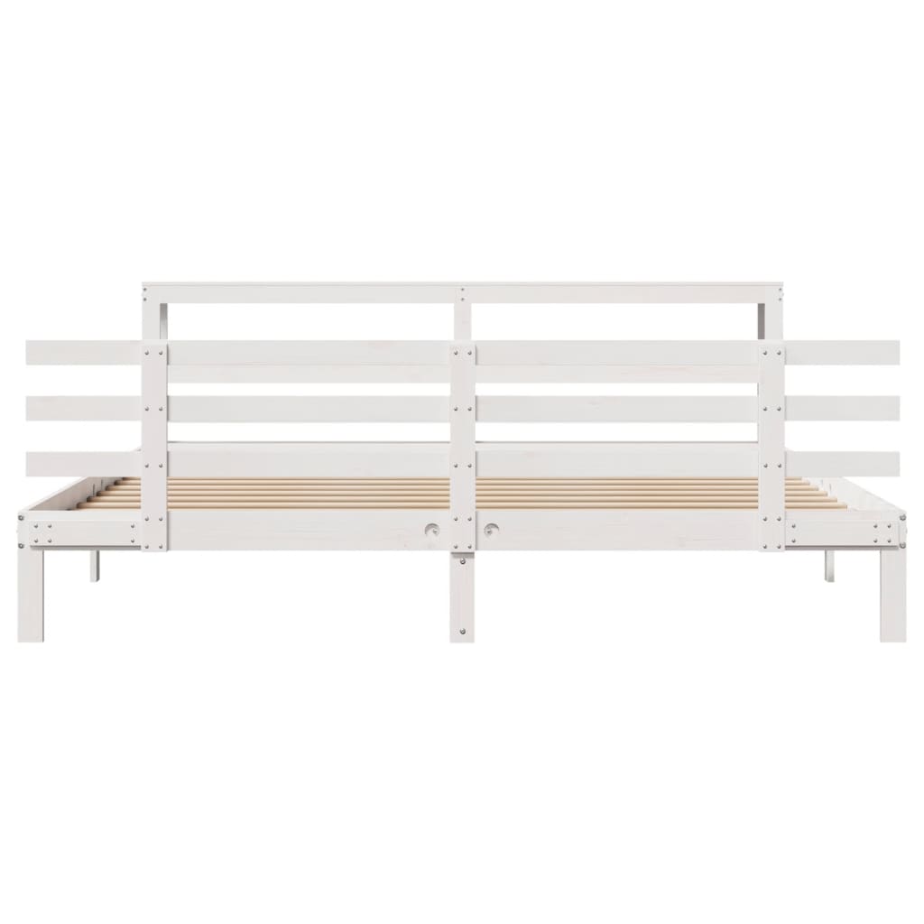 Bed Frame with Headboard without Mattress White 180x200 cm Super King