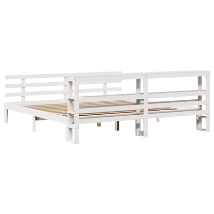 Bed Frame with Headboard without Mattress White 180x200 cm Super King