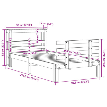 Bed Frame with Headboard without Mattress Wax Brown 90x190 cm Single