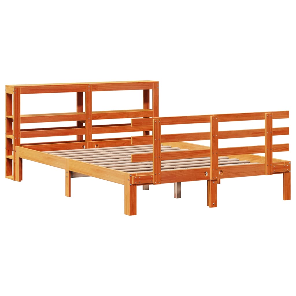 Bed Frame with Headboard without Mattress Wax Brown 120x190 cm Small Double