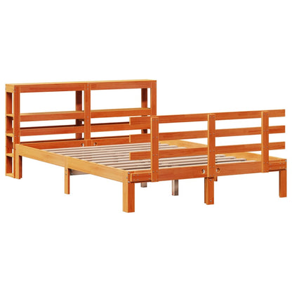 Bed Frame with Headboard without Mattress Wax Brown 135x190 cm Double